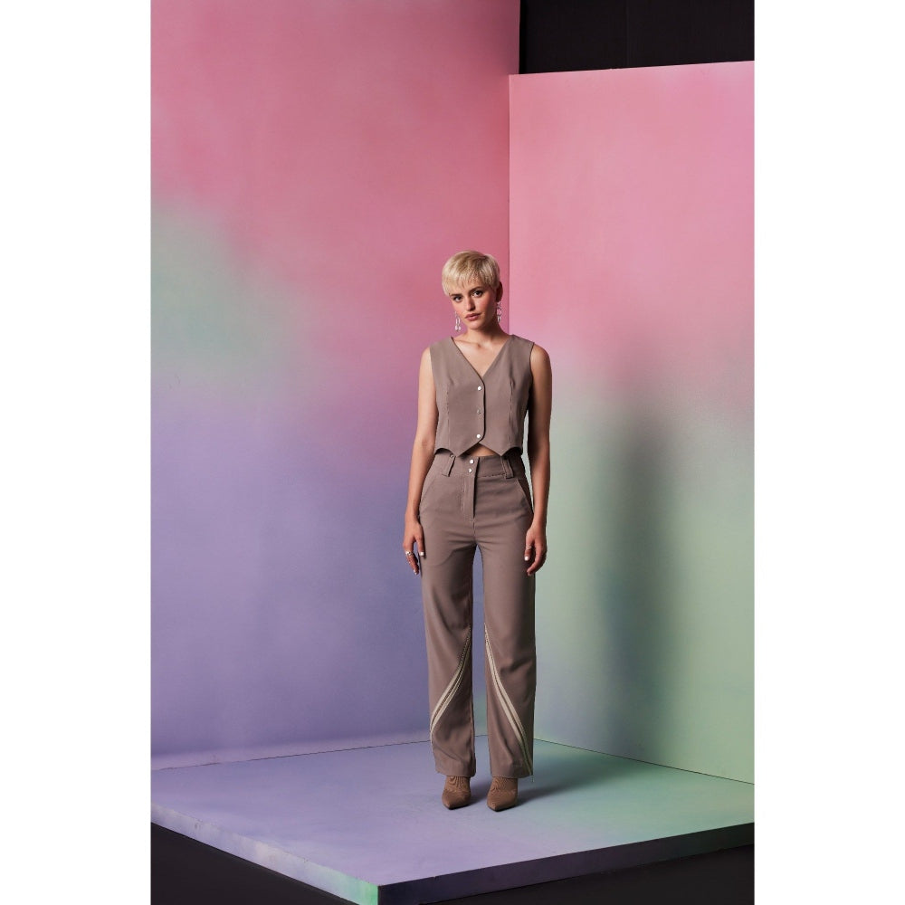 The Dapper Lady Jordan Brown Solid Waist Coat