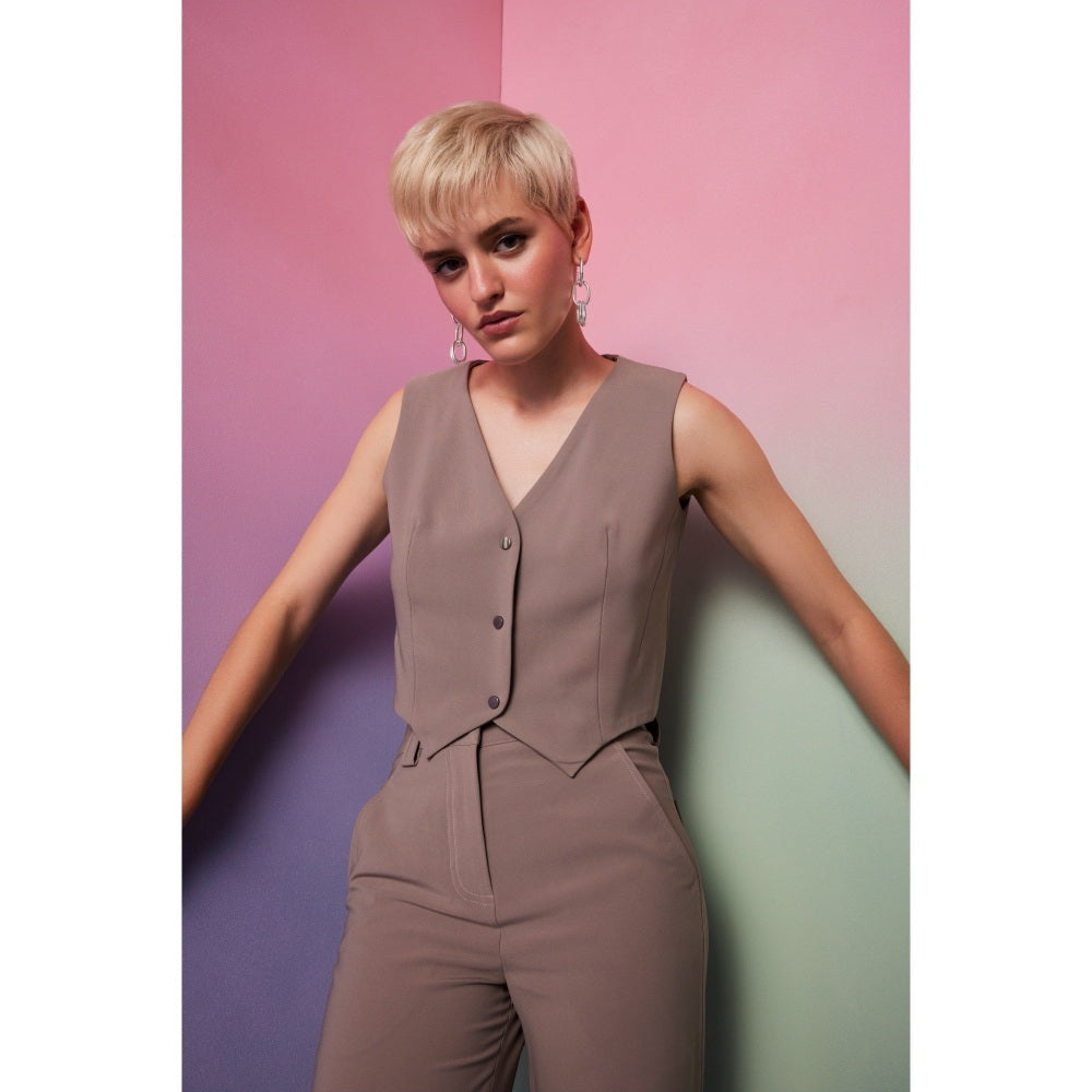 The Dapper Lady Jordan Brown Solid Waist Coat