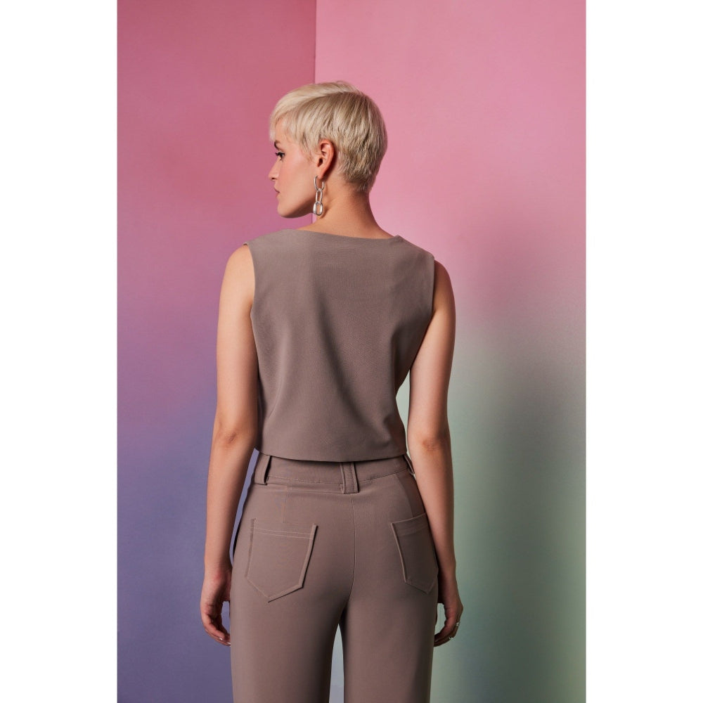 The Dapper Lady Jordan Brown Solid Waist Coat