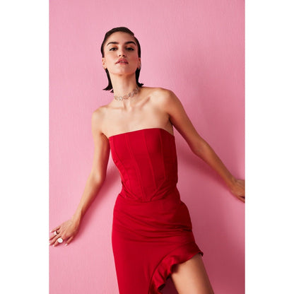 The Dapper Lady Paris Red Solid Top