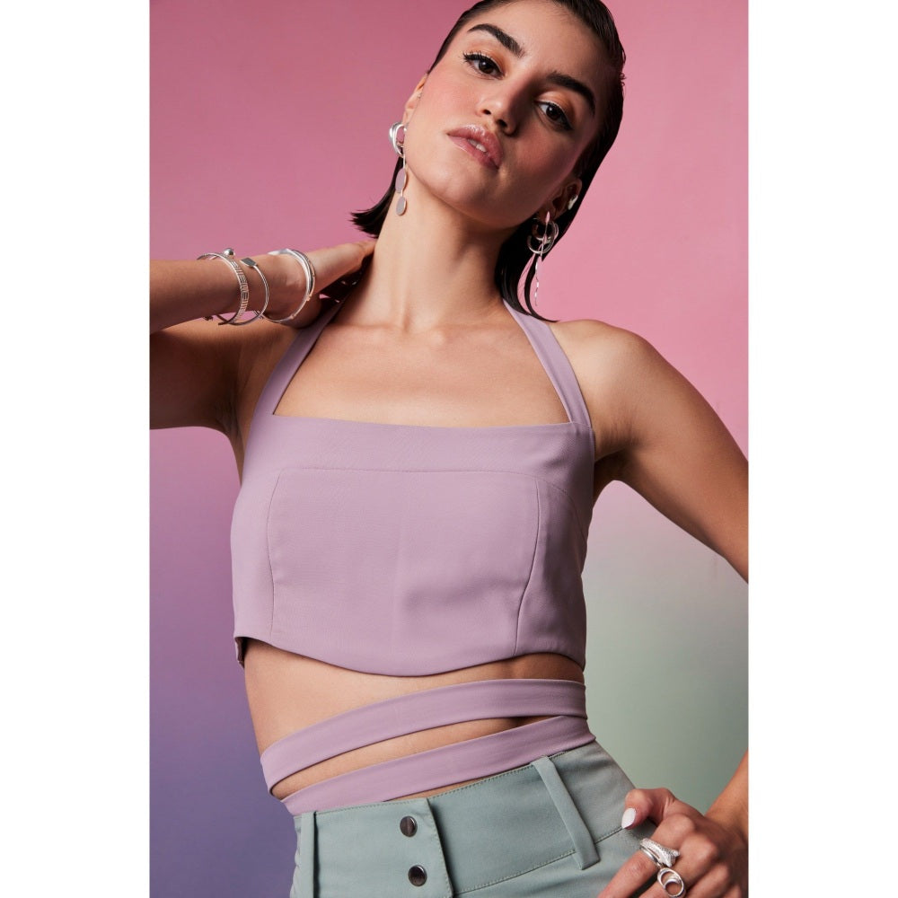 The Dapper Lady Miami Lavender Solid Crop Top