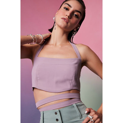 The Dapper Lady Miami Lavender Solid Crop Top