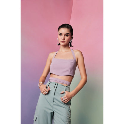 The Dapper Lady Miami Lavender Solid Crop Top