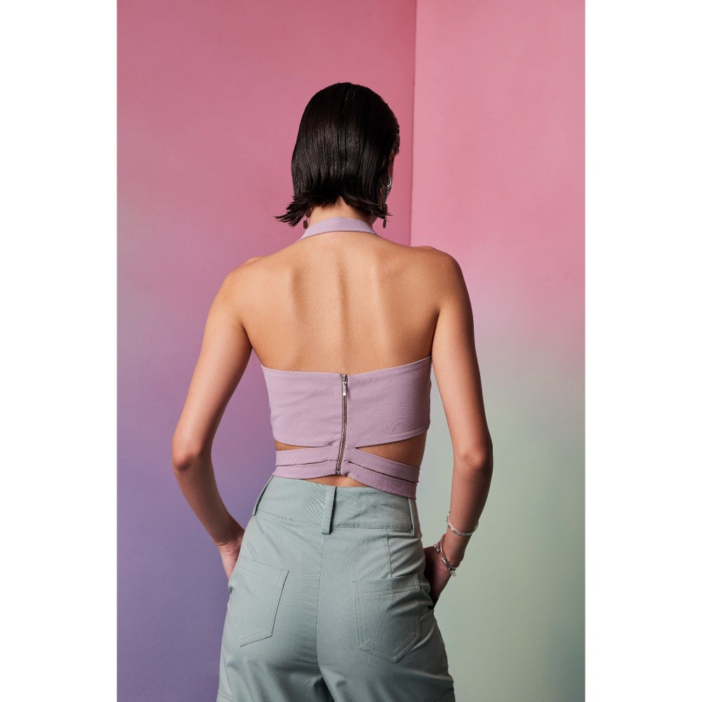 The Dapper Lady Miami Lavender Solid Crop Top