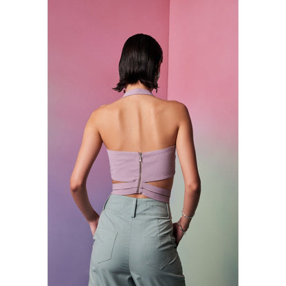 The Dapper Lady Miami Lavender Solid Crop Top