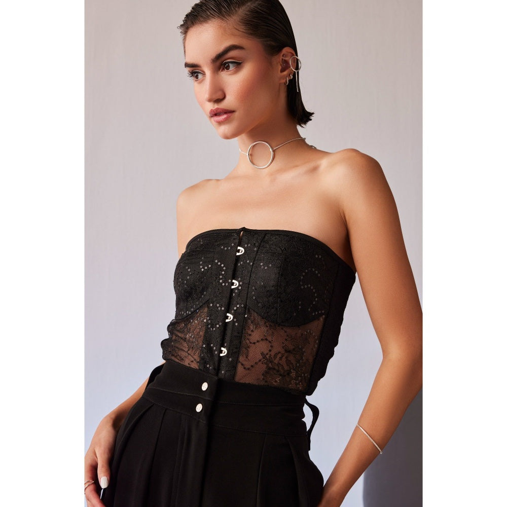 The Dapper Lady Tokyo Black Embroidered Top