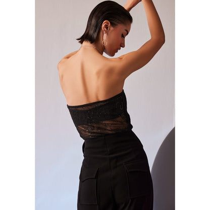 The Dapper Lady Tokyo Black Embroidered Top