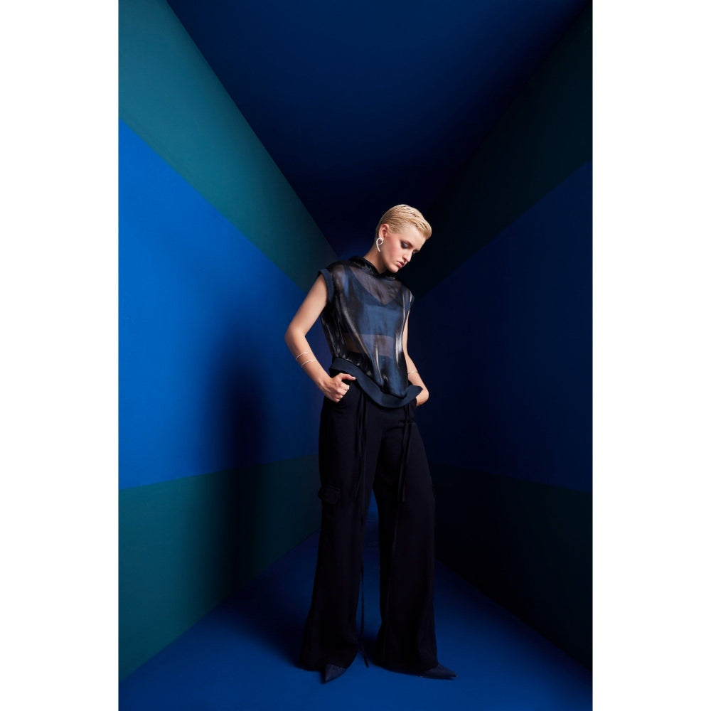 The Dapper Lady Milan Navy Blue Solid Top