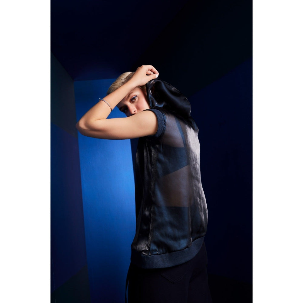 The Dapper Lady Milan Navy Blue Solid Top