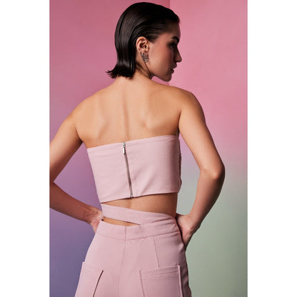 The Dapper Lady Oslo Pink Pleated Crop Top