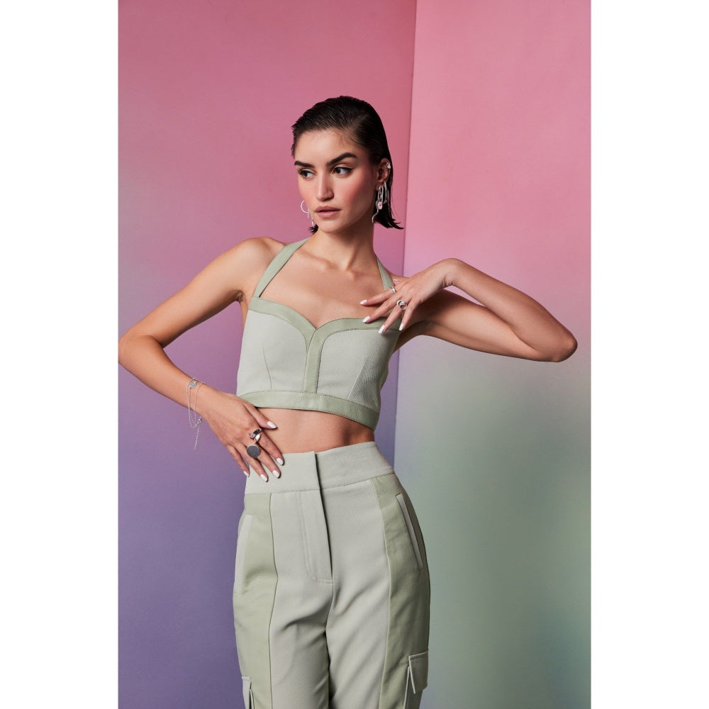 The Dapper Lady Rome Green Solid Crop Top