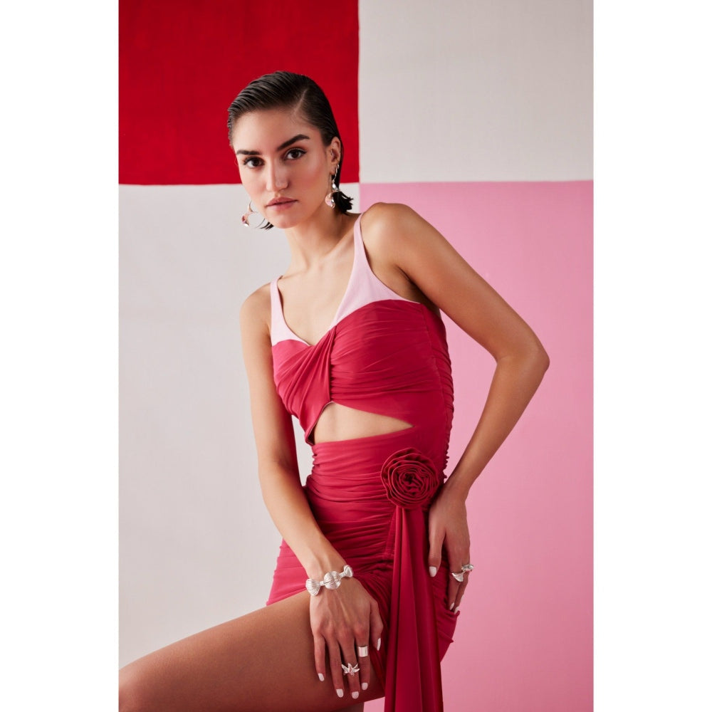 The Dapper Lady Vegas Pink Colorblock Mini Dress