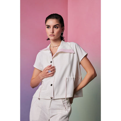 The Dapper Lady Mykonos White Solid Shirt
