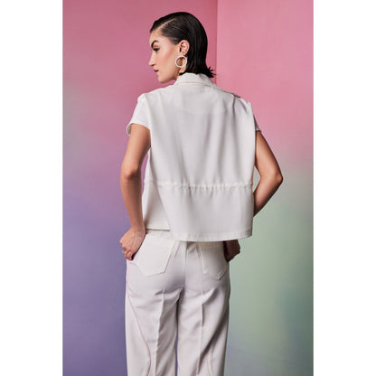 The Dapper Lady Mykonos White Solid Shirt