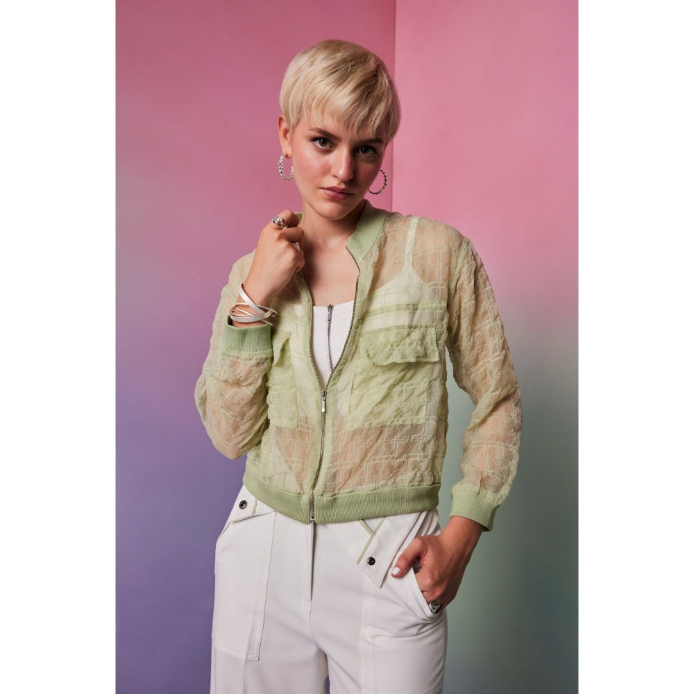 The Dapper Lady Rome Green Checks Crop Jacket