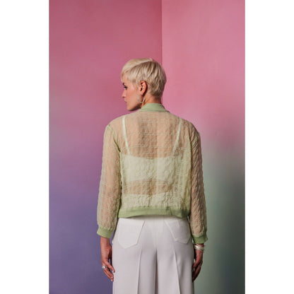 The Dapper Lady Rome Green Checks Crop Jacket