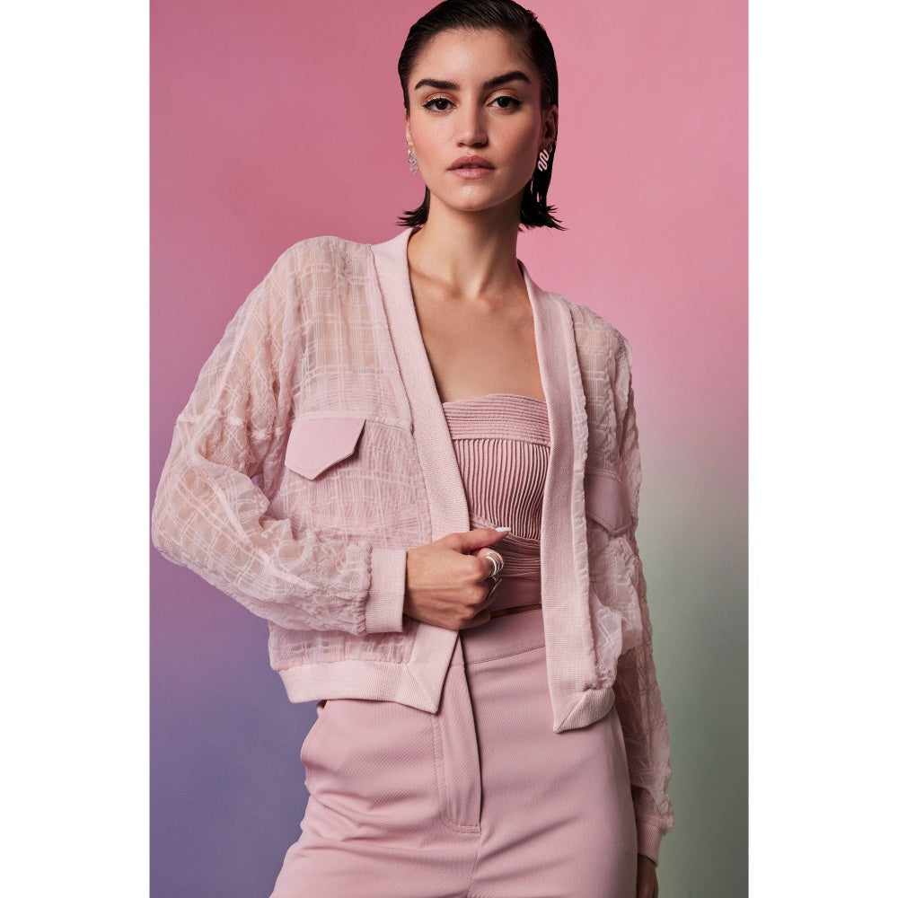 The Dapper Lady Oslo Pink Checks Crop Jacket