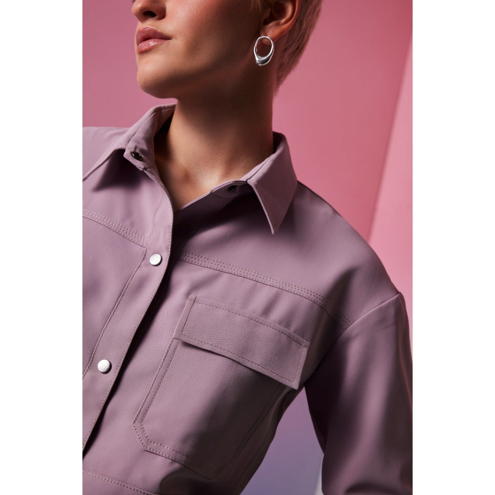 The Dapper Lady Miami Lavender Solid Crop Jacket