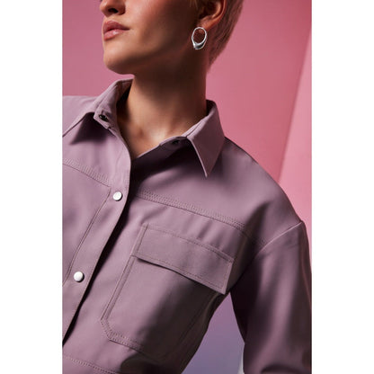 The Dapper Lady Miami Lavender Solid Crop Jacket