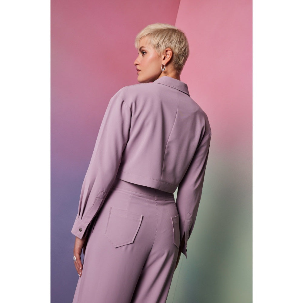 The Dapper Lady Miami Lavender Solid Crop Jacket