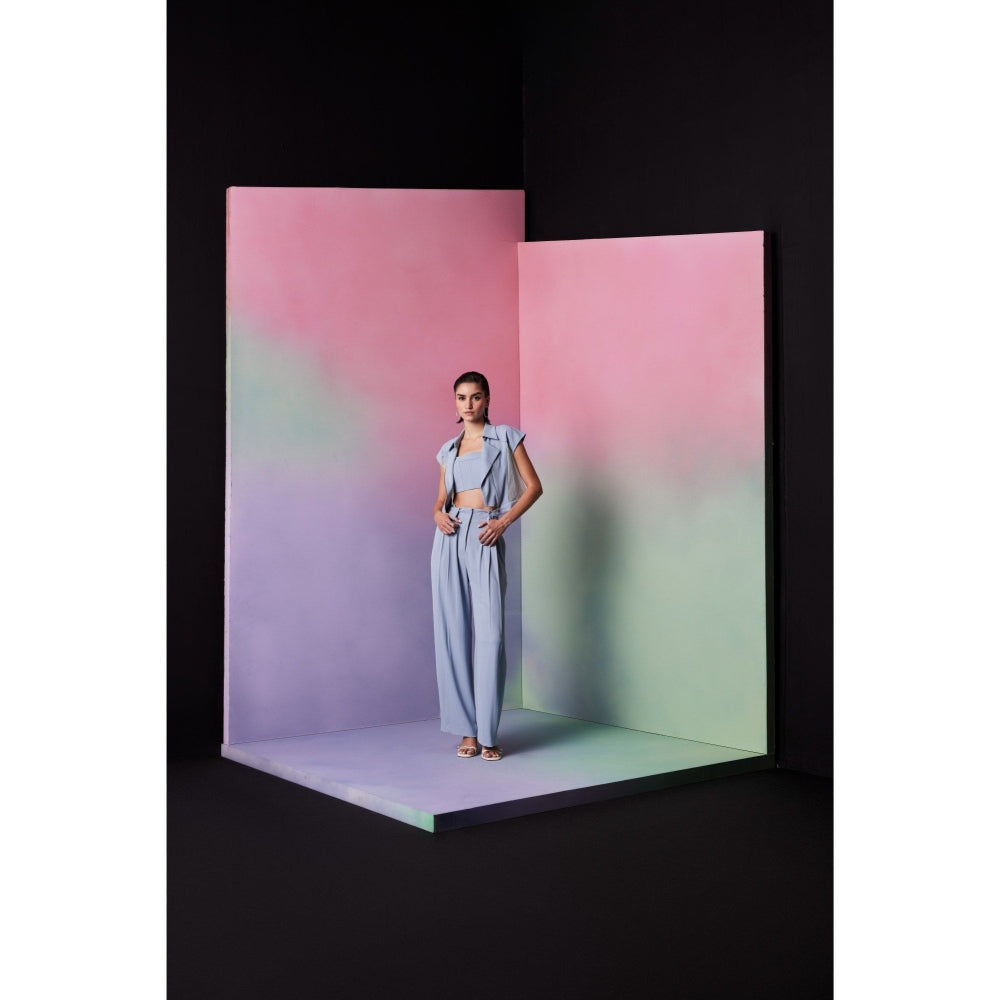 The Dapper Lady Sydney Blue Stripes Crop Jacket