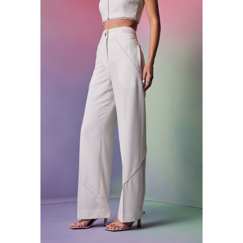 The Dapper Lady Mykonos White Solid Pant