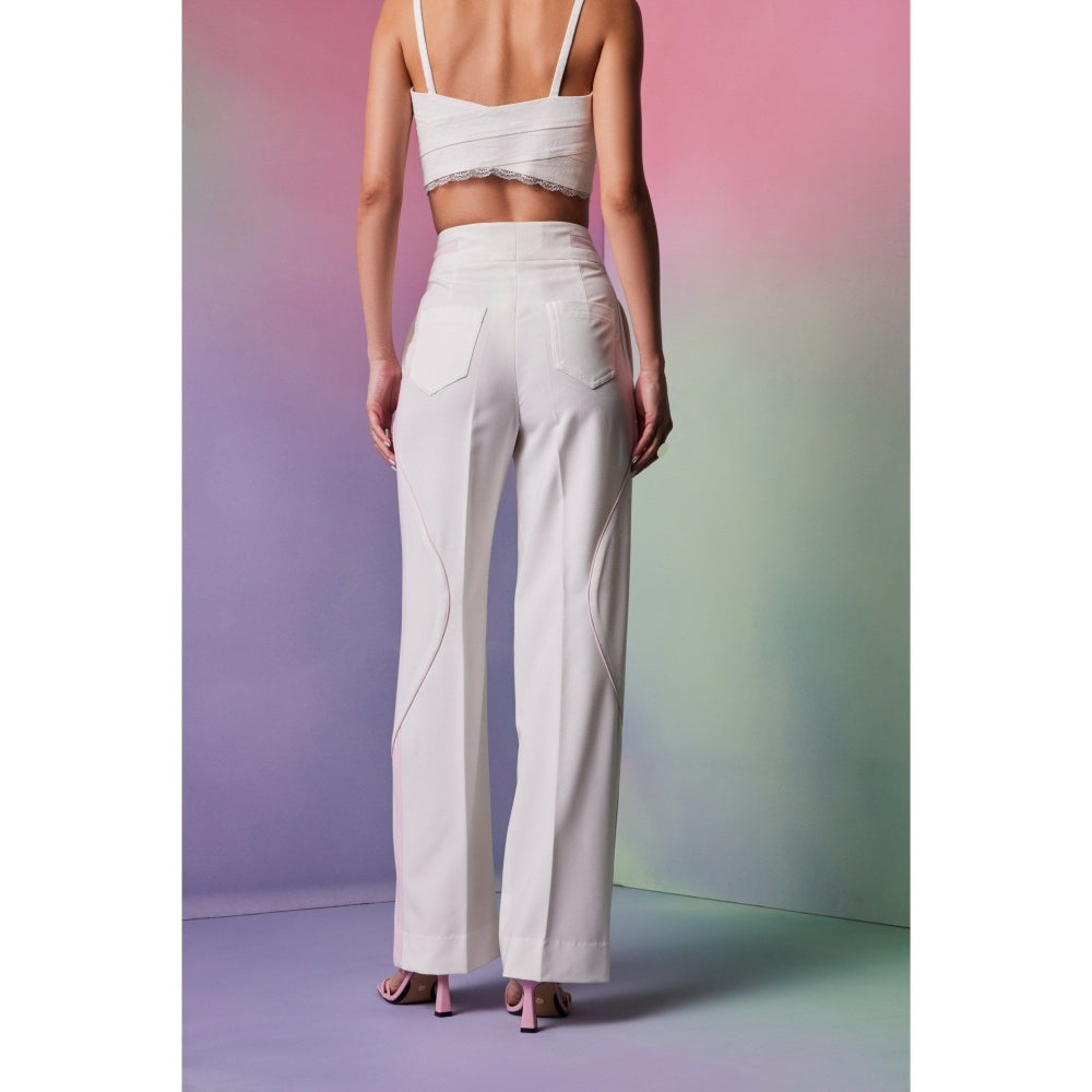 The Dapper Lady Mykonos White Solid Pant