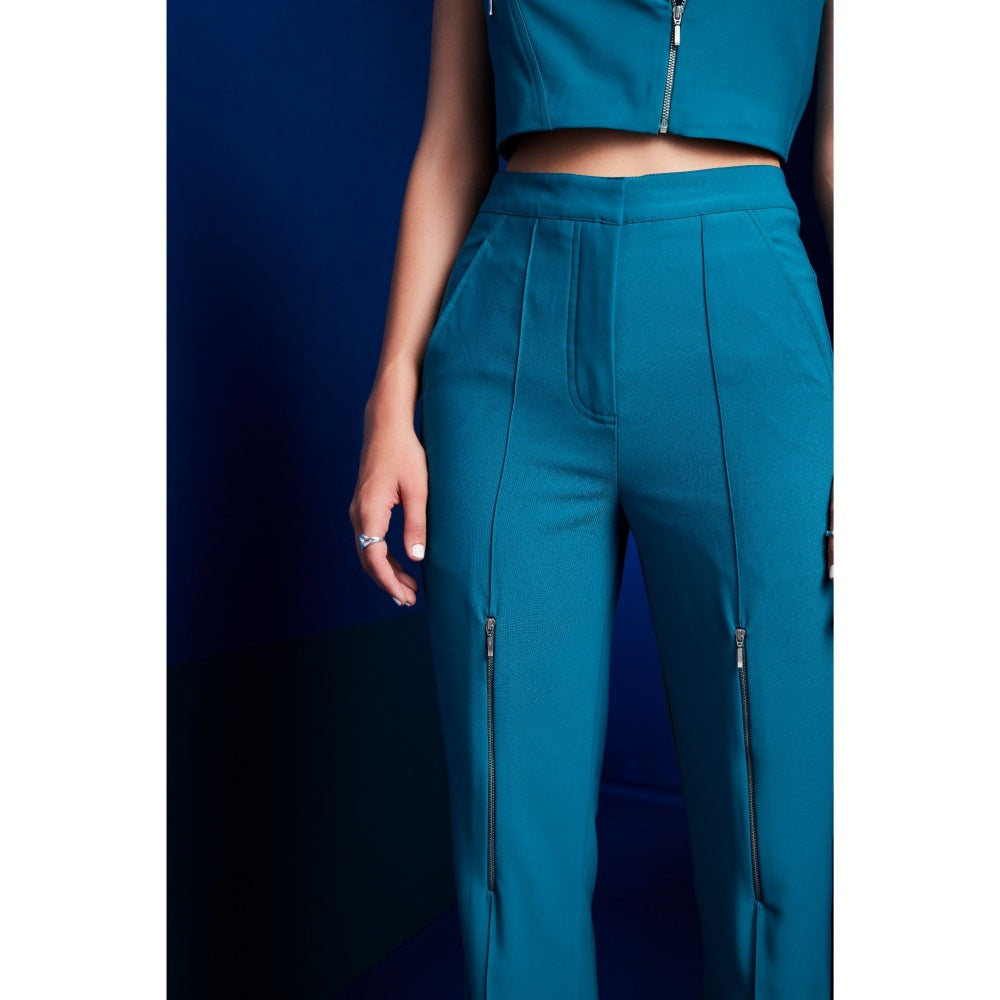 The Dapper Lady Cairo Blue Solid Pant