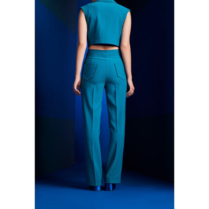 The Dapper Lady Cairo Blue Solid Pant