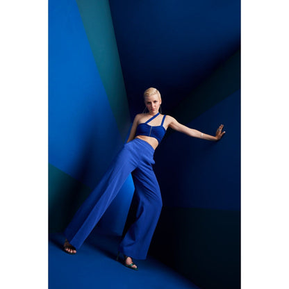 The Dapper Lady Ibiza Blue Solid Pant