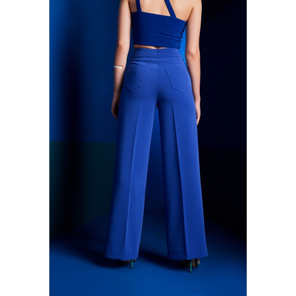 The Dapper Lady Ibiza Blue Solid Pant