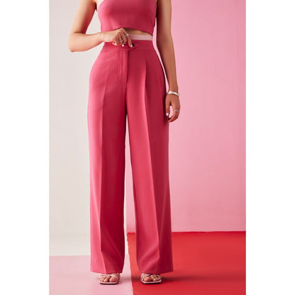 The Dapper Lady Vegas Pink Solid Pant