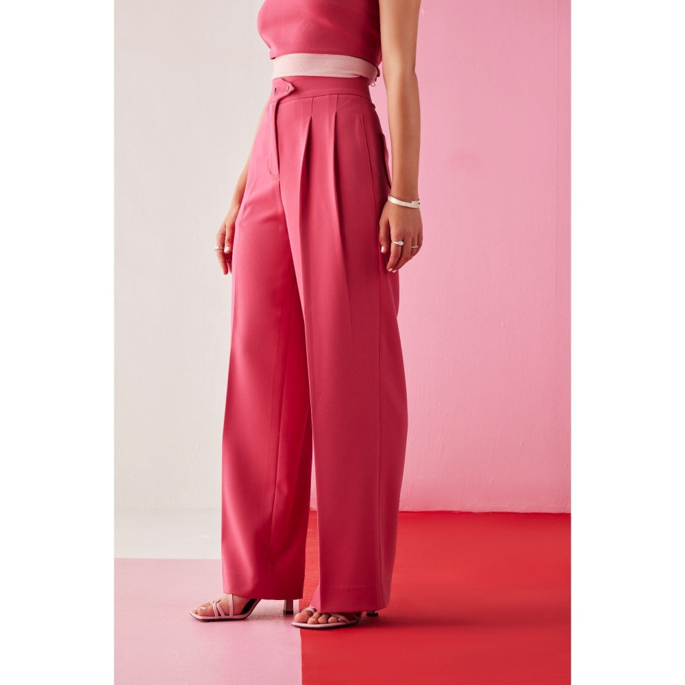The Dapper Lady Vegas Pink Solid Pant