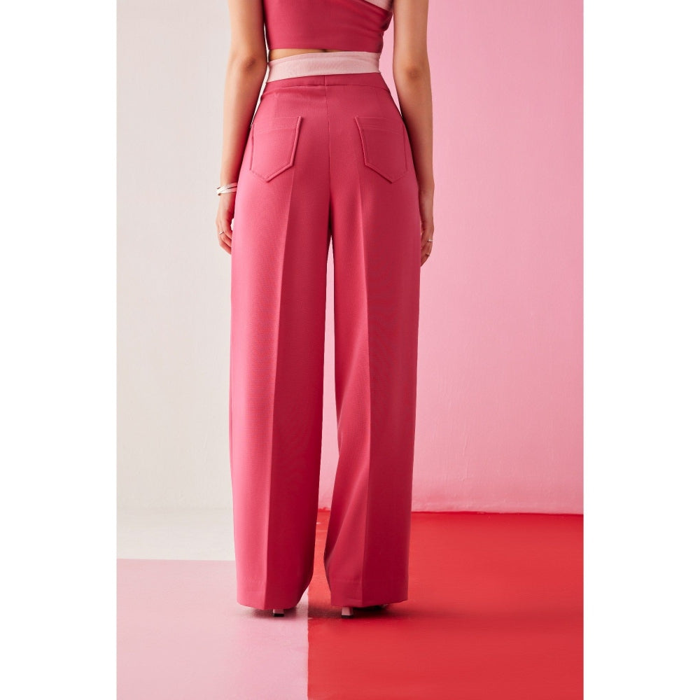 The Dapper Lady Vegas Pink Solid Pant