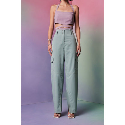 The Dapper Lady Prague Green Solid Pant