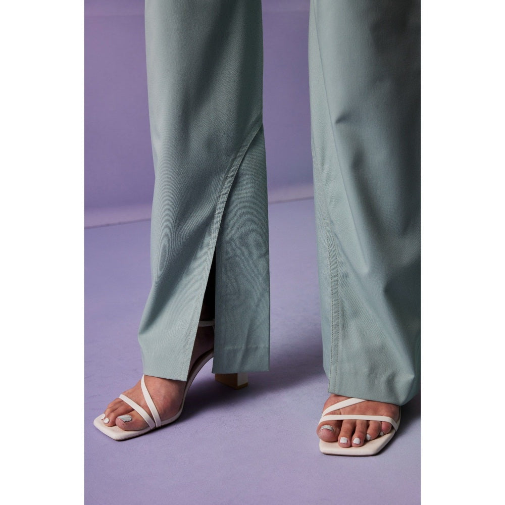 The Dapper Lady Prague Green Solid Pant