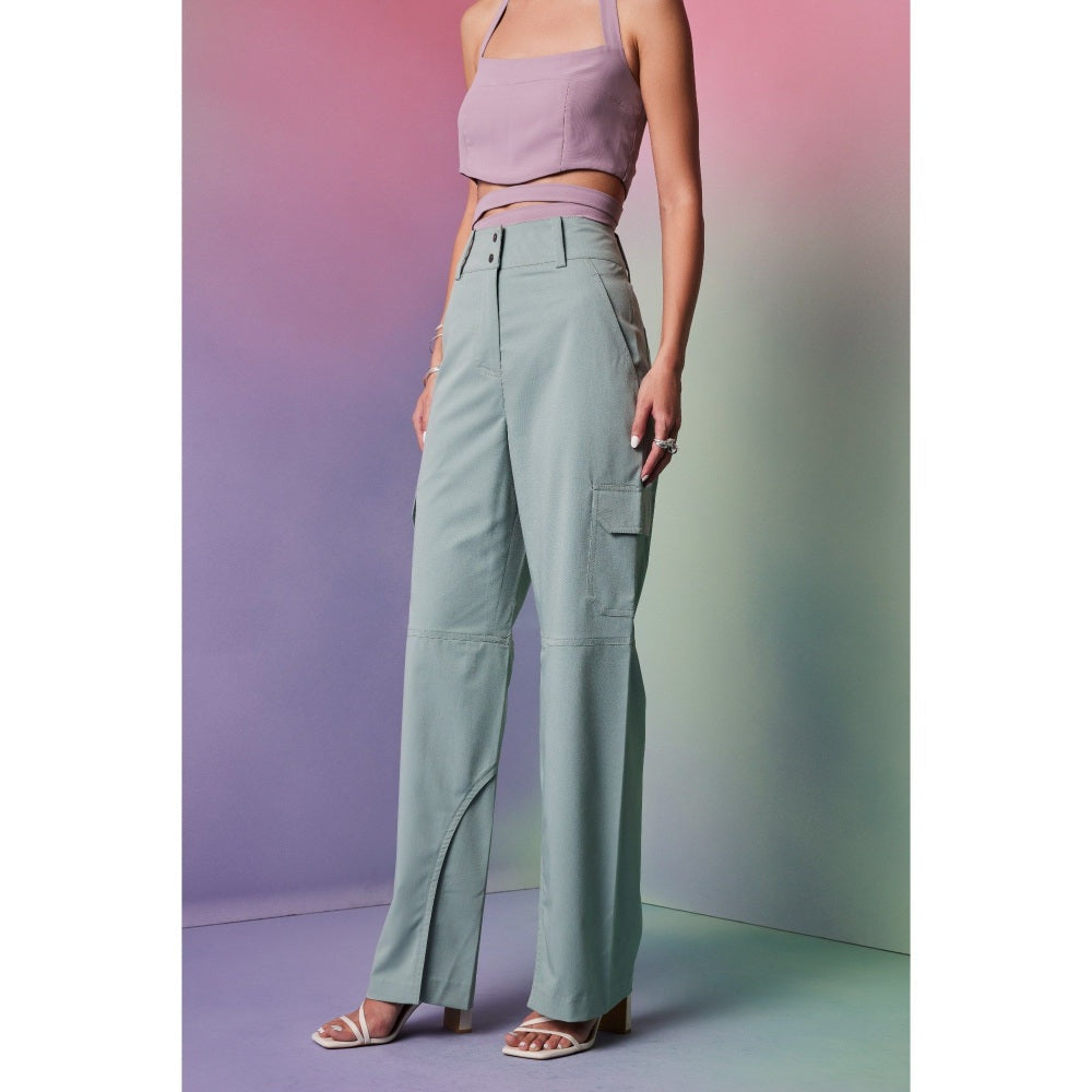 The Dapper Lady Prague Green Solid Pant