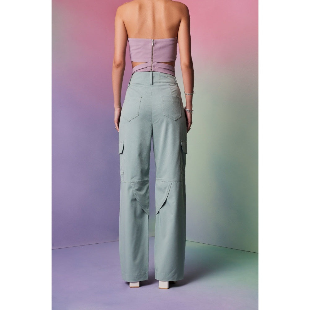 The Dapper Lady Prague Green Solid Pant
