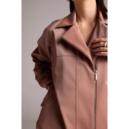 The Dapper Lady Pink Rosa Leather Jacket
