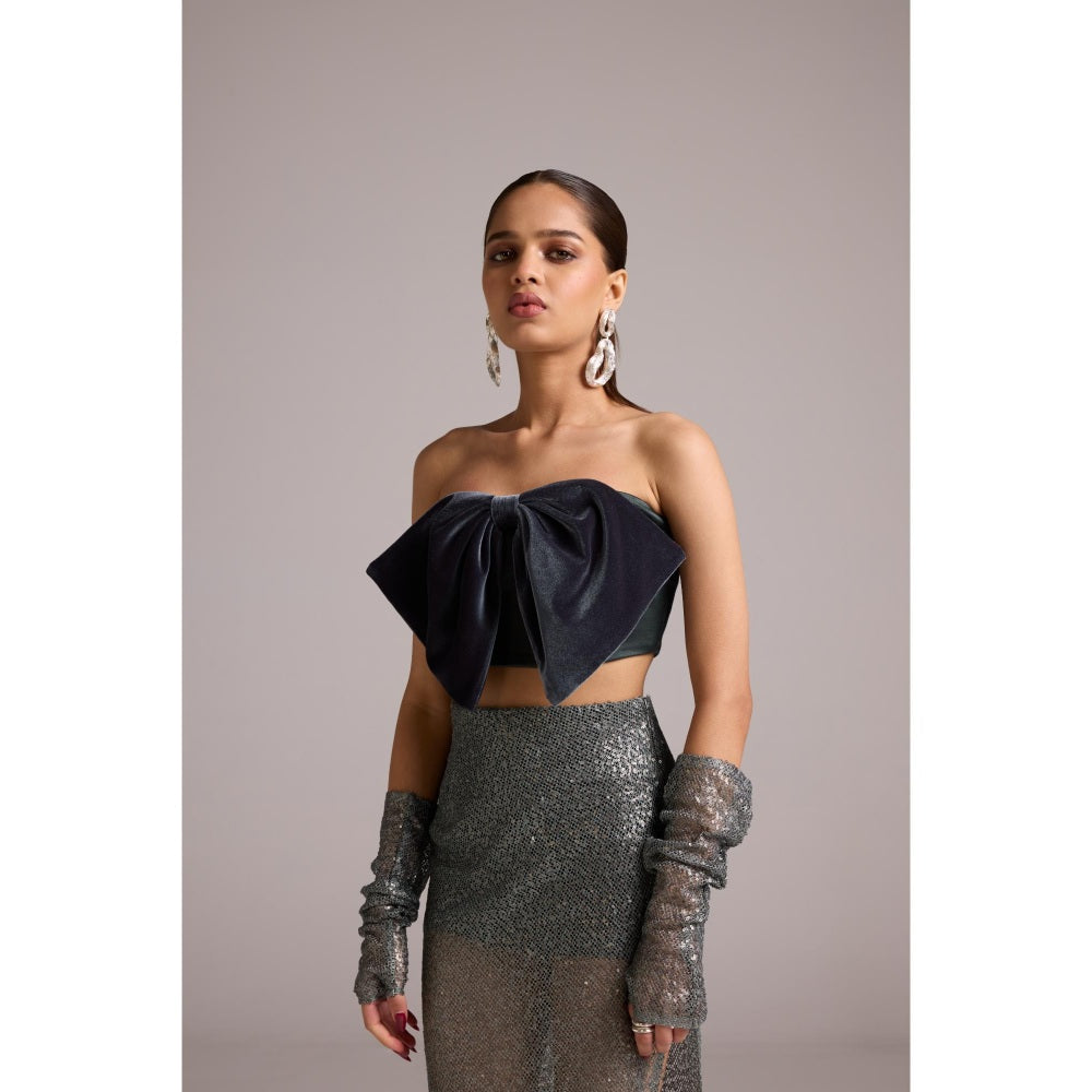 The Dapper Lady Blue Serena Bow Bustier