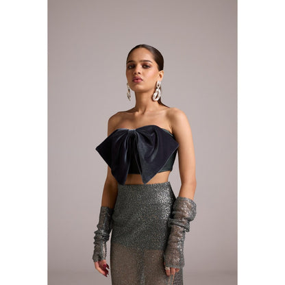 The Dapper Lady Blue Serena Bow Bustier