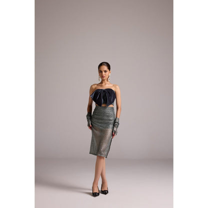 The Dapper Lady Blue Serena Knee Lenght Skirt