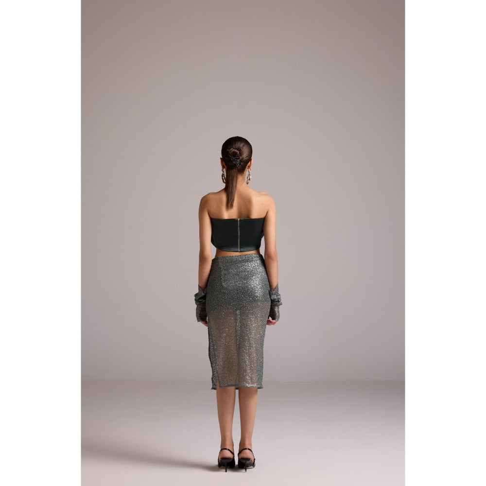 The Dapper Lady Blue Serena Knee Lenght Skirt