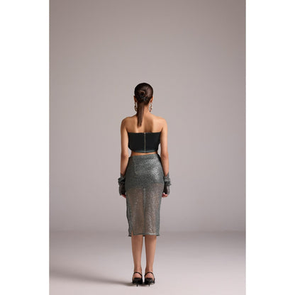 The Dapper Lady Blue Serena Knee Lenght Skirt