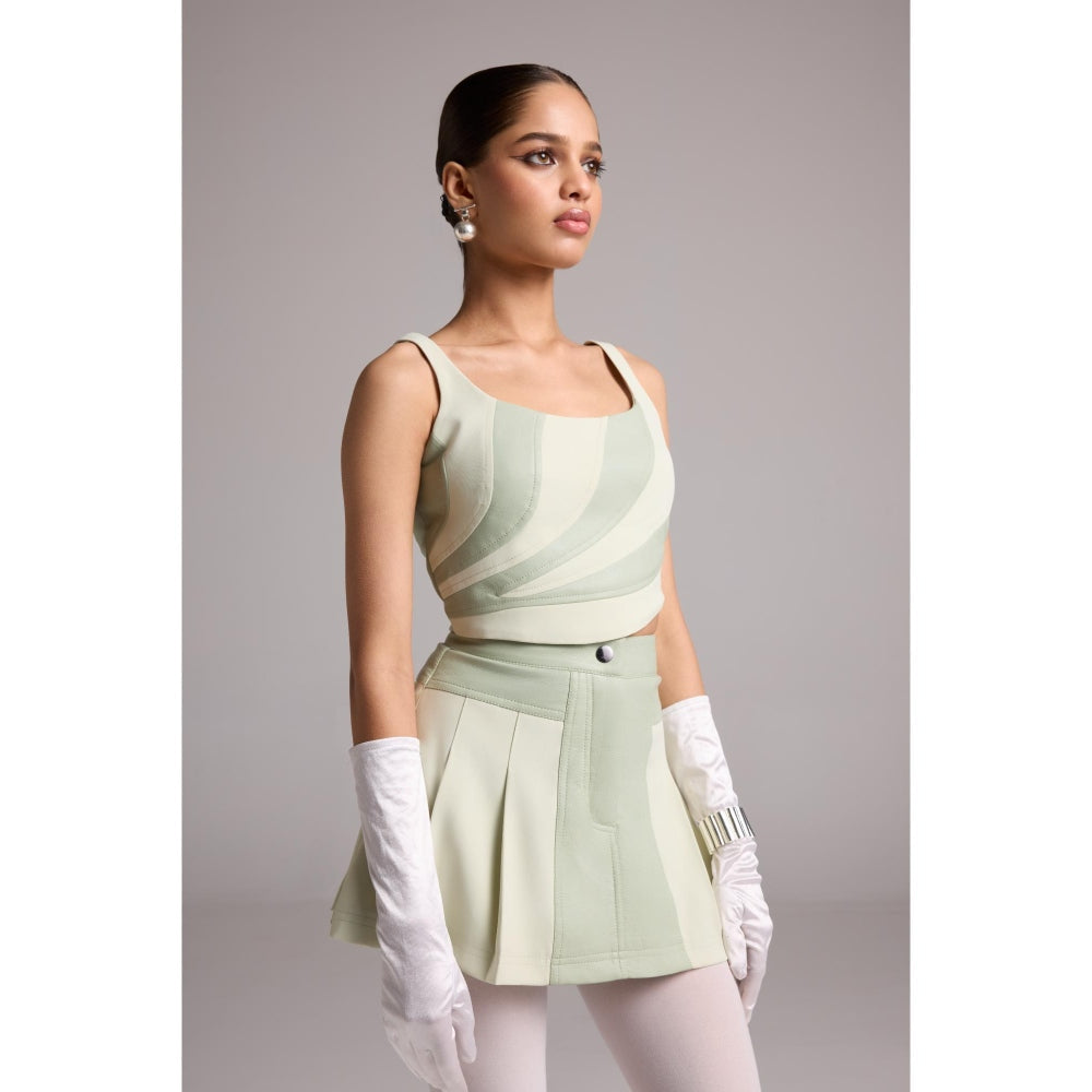 The Dapper Lady Green Nova Asymmetric Crop Top