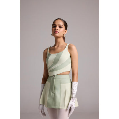 The Dapper Lady Green Nova Pleated Skirt