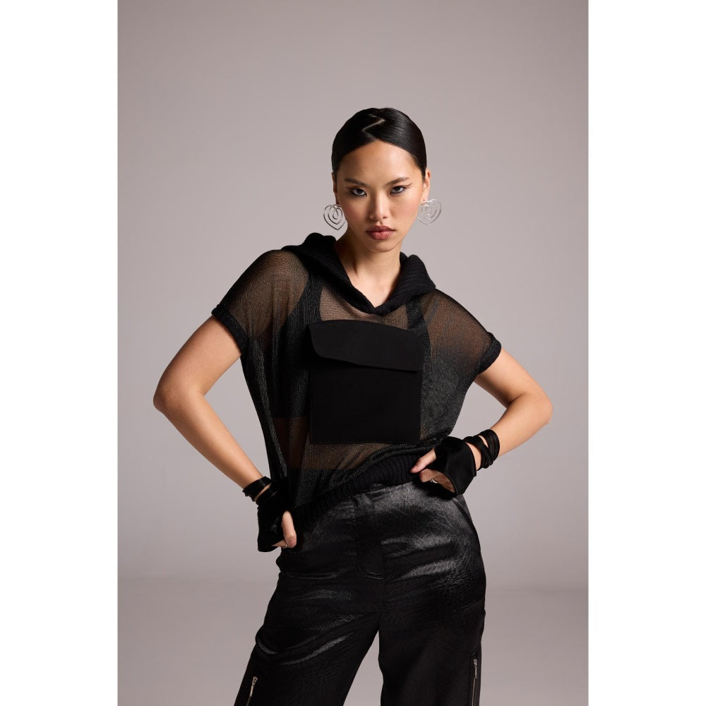 The Dapper Lady Black Sienna Sheer Hoodie with Bustier (Set of 2)