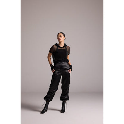 The Dapper Lady Black Sienna Sheer Hoodie with Bustier (Set of 2)