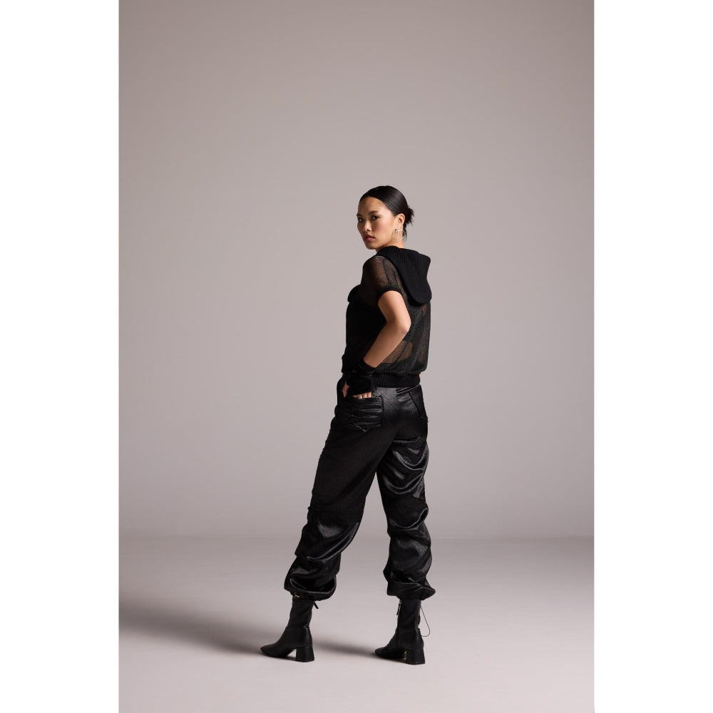 The Dapper Lady Black Sienna Sheer Hoodie with Bustier (Set of 2)