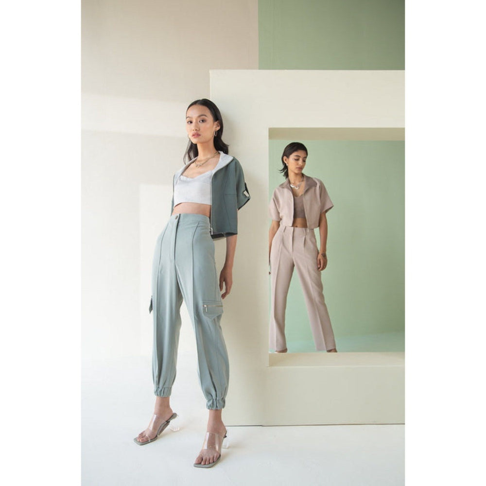 The Dapper Lady Sage Zipped Joggers